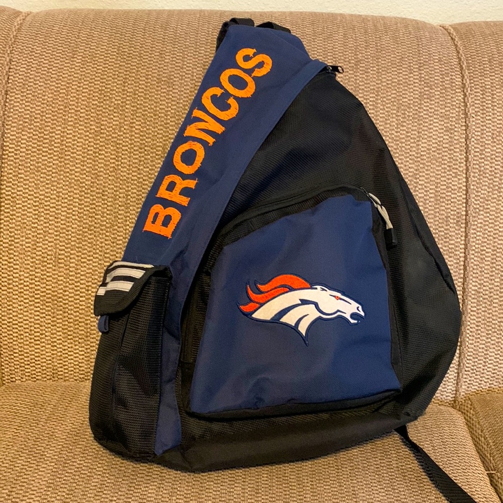 Broncos NFL crossbody backpack.